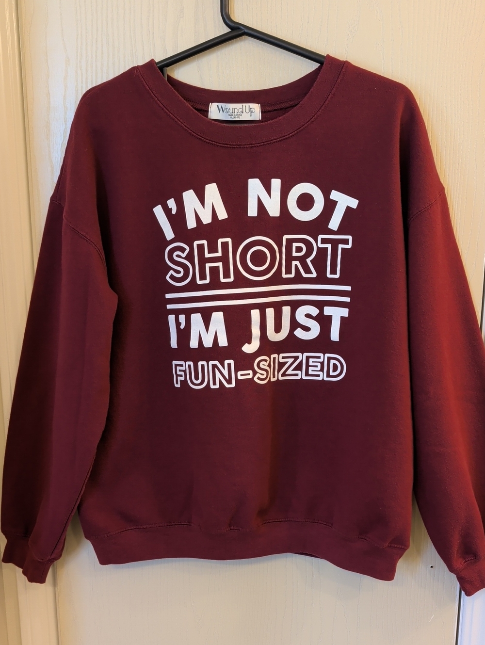 “I’m Not Short I’m Just Fun-Sized” Burgundy Graphic Sweatshirt – Women’s XL